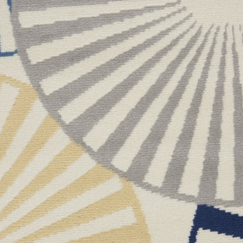 4' X 6' Blue and Ivory Geometric Power Loom Area Rug